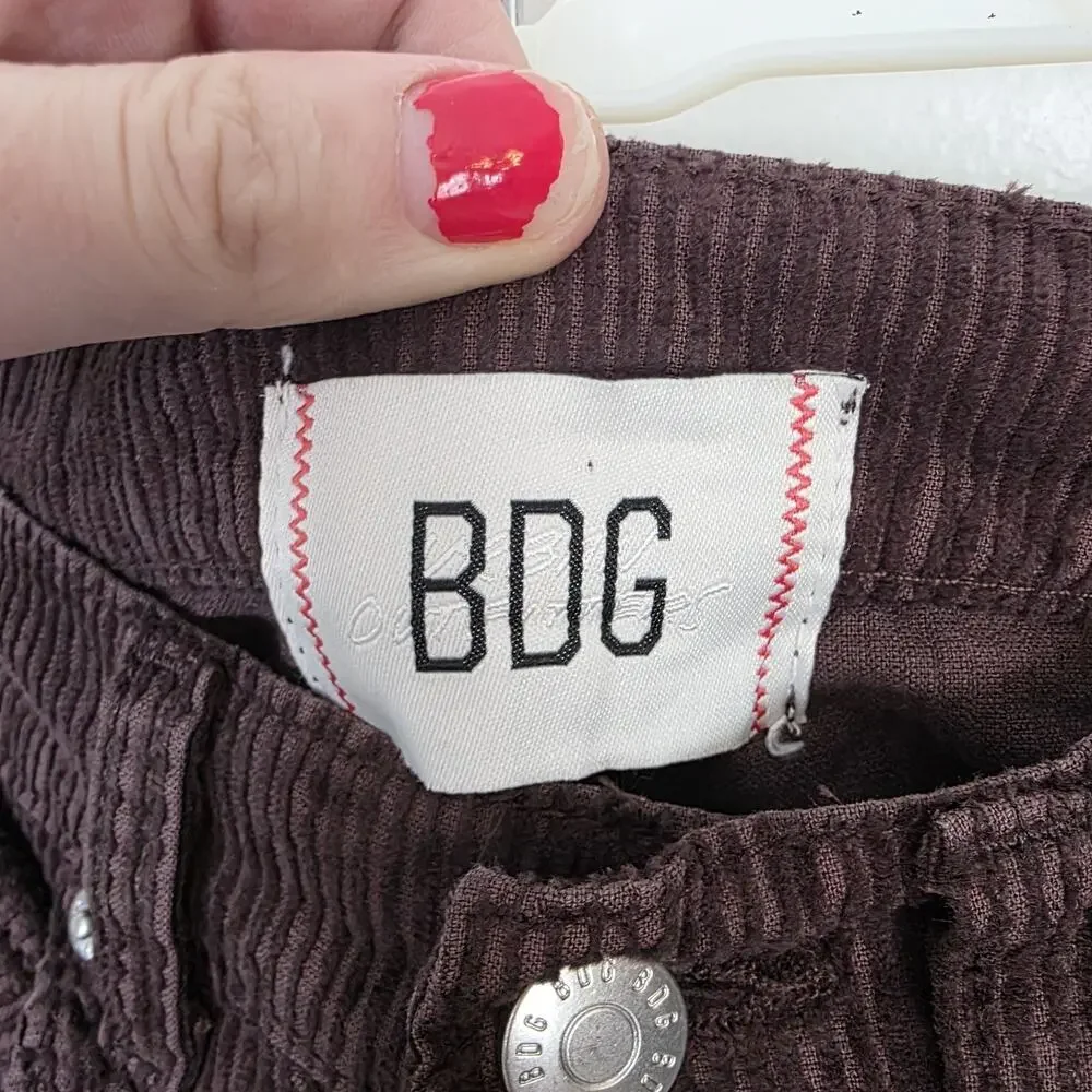 BDG Dark Brown Corduroy‎ Grunge School Trendy High Rise Wide Leg Pants Size 26